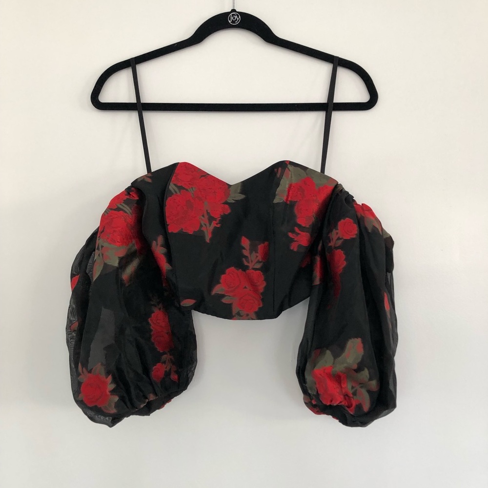 NWOT Lovers + Friends Gil Corsette Top Puff Sleeves XXS - Picture 2 of 10